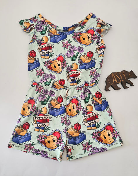 Born to build jumpsuit romper with frills